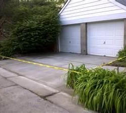 Paving repair in the entrance of a double garage