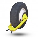 A wheel clamp used on car wheels when an infraction in reported