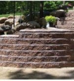 Landscaping D.C. Project of brown uni stone wall and stairs