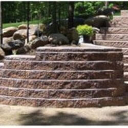 Landscaping D.C. Project of brown uni stone wall and stairs