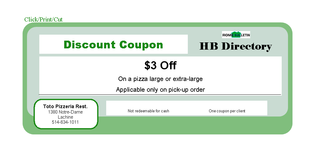 Discount coupon for Toto Pizzeria